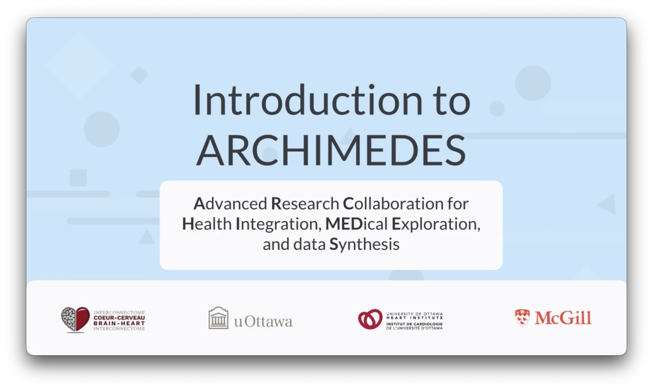 Introduction to ARCHIMEDES